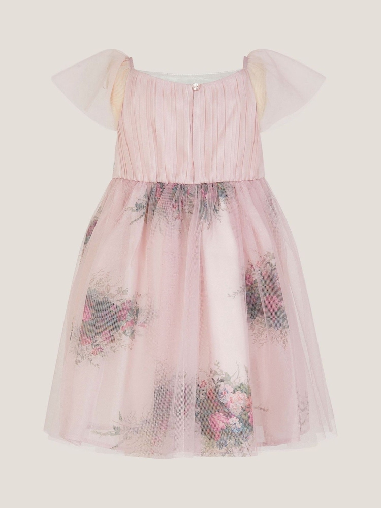 Monsoon Pink Baby Charlotte Floral Print Tulle Dress - Image 2 of 3 Monsoon Pink Baby Charlotte Floral Print Tulle Dress - Image 2 of 3