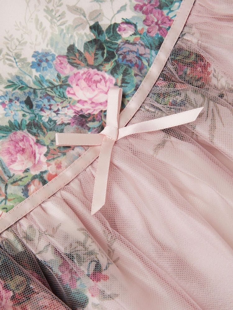 Monsoon Pink Baby Charlotte Floral Print Tulle Dress - Image 3 of 3 Monsoon Pink Baby Charlotte Floral Print Tulle Dress - Image 3 of 3