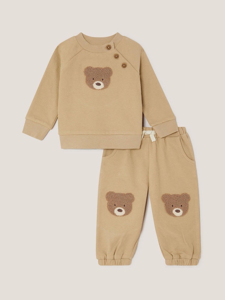 Monsoon Brown Benny Bear Sweatshirt & Joggers Set - Image 1 of 1