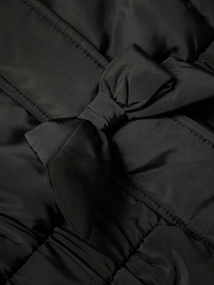 Monsoon Black Frill Bow Hooded Coat - Image 2 of 2
