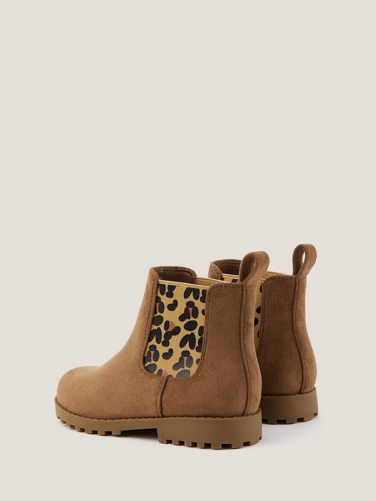 Monsoon Brown Suedette Leopard Print Chelsea Boots - Image 3 of 3 Monsoon Brown Suedette Leopard Print Chelsea Boots - Image 3 of 3