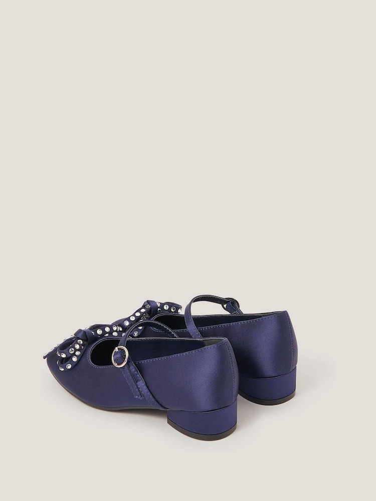 Monsoon Blue Diamante Bow Ballet Heels - Image 2 of 3 Monsoon Blue Diamante Bow Ballet Heels - Image 2 of 3
