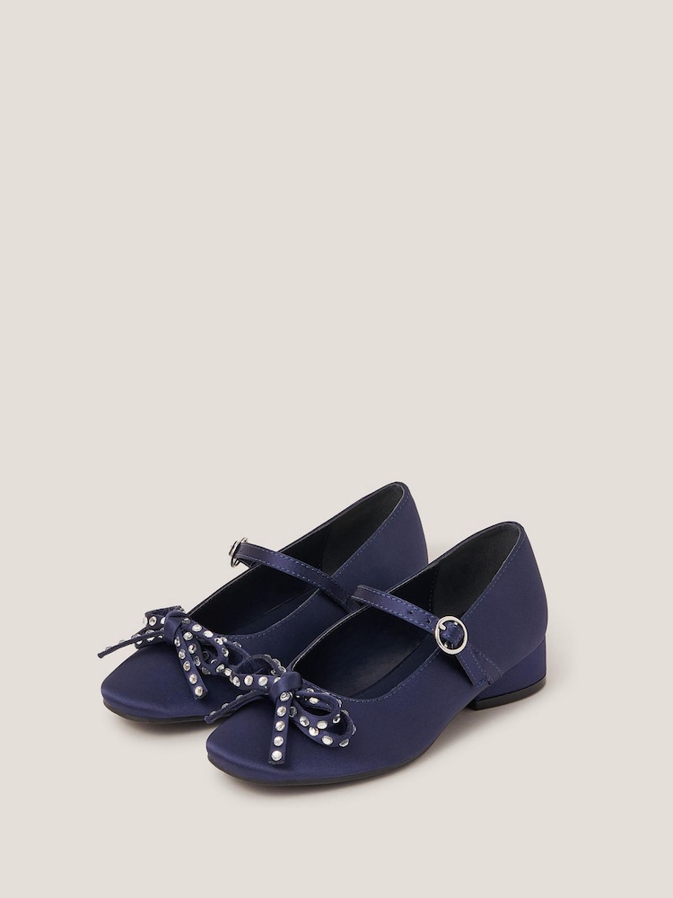 Monsoon Blue Diamante Bow Ballet Heels - Image 3 of 3 Monsoon Blue Diamante Bow Ballet Heels - Image 3 of 3