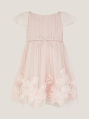Monsoon Pink Baby Evangaline Rose Appliqué Tulle Dress - Image 1 of 3