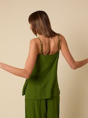 Nobodys Child Green Dua Linen Blend Longline Cami Top - Image 2 of 5