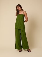 Nobodys Child Green Dua Linen Blend Longline Cami Top - Image 3 of 5
