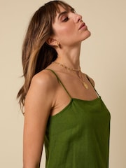 Nobodys Child Green Dua Linen Blend Longline Cami Top - Image 5 of 5