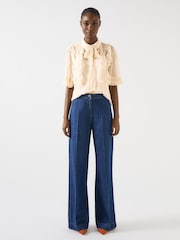 LK Bennett Corissa Viscose Frill Detail Chiffon Shirt - Imagen 1 de 3