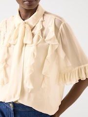LK Bennett Corissa Viscose Frill Detail Chiffon Shirt - Imagen 3 de 3