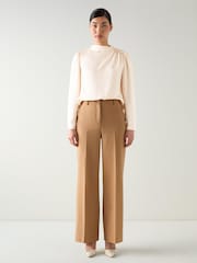 LK Bennett Cream Samantha Plain Viscose Button Shoulder Blouse - Image 1 of 3