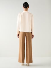 LK Bennett Cream Samantha Plain Viscose Button Shoulder Blouse - Image 2 of 3
