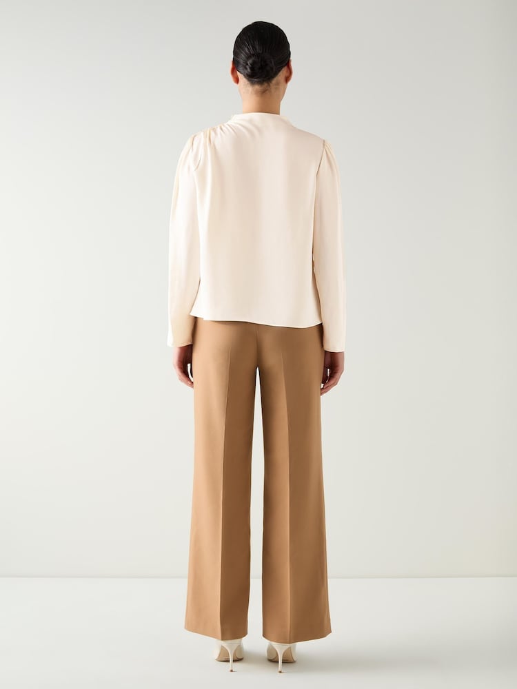 LK Bennett Cream Samantha Plain Viscose Button Shoulder Blouse - Image 2 of 3