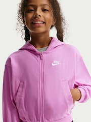 Nike Magenta Pink Sportswear Full Zip Hoodie - Image 3 of 5
