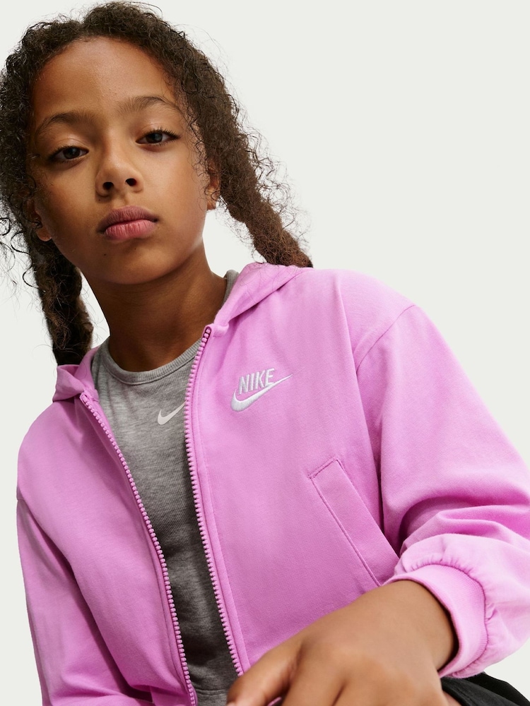 Nike Magenta Pink Sportswear Full Zip Hoodie - Image 5 of 5