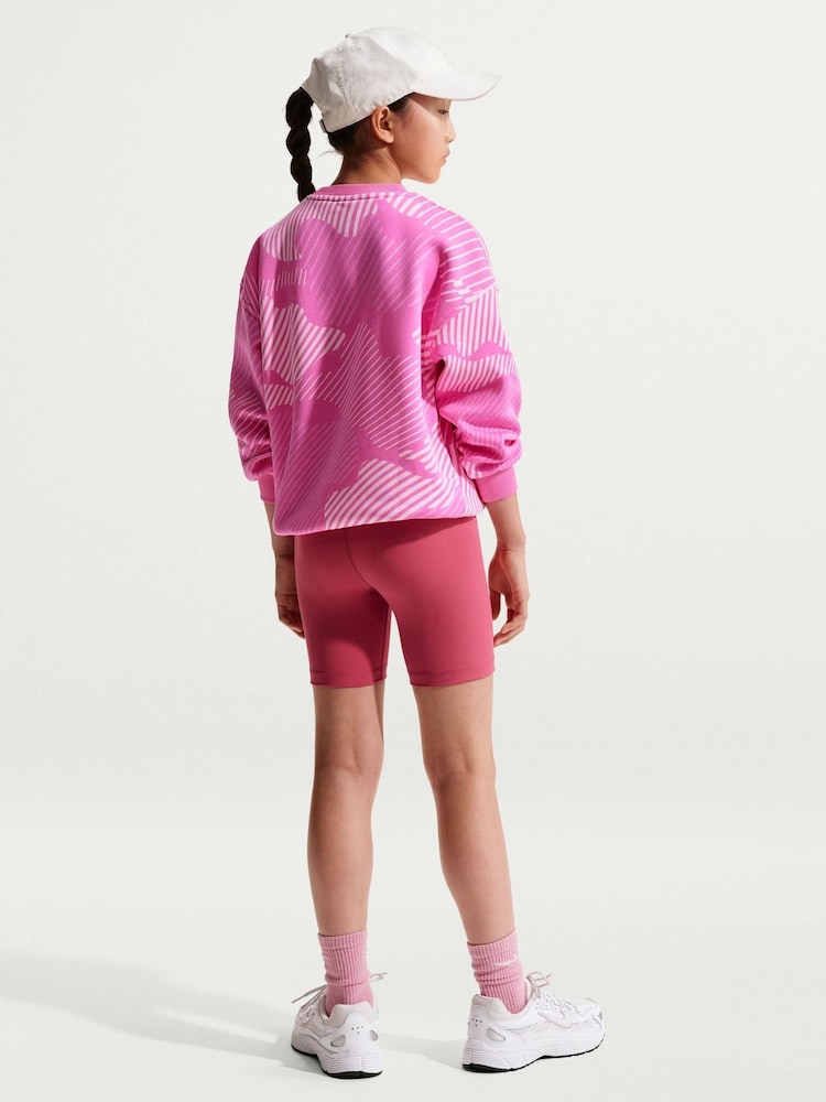 Nike Pink Oversized Printed Crew Neck Sweat Top - Image 2 of 5
