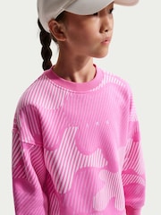 Nike Pink Oversized Printed Crew Neck Sweat Top - Image 3 of 5