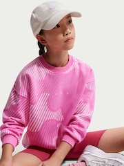 Nike Pink Oversized Printed Crew Neck Sweat Top - Image 5 of 5