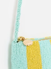Oliver Bonas Yellow Striped Beaded Cross-Body Bag - Image 4 of 7