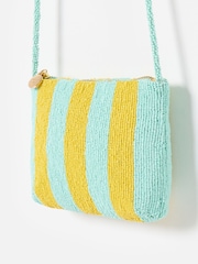 Oliver Bonas Yellow Striped Beaded Cross-Body Bag - Image 6 of 7