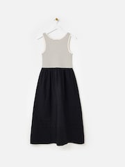 Oliver Bonas Black Monochrome Striped Sleeveless Midi Dress - Image 3 of 8