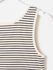 Oliver Bonas Black Monochrome Striped Sleeveless Midi Dress - Image 6 of 8