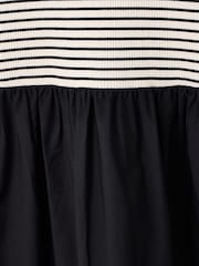 Oliver Bonas Black Monochrome Striped Sleeveless Midi Dress - Image 7 of 8