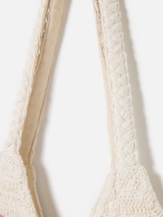 Oliver Bonas Natural Flower Power Cotton Crochet Tote Bag - Image 5 of 8