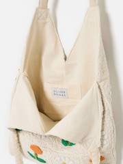 Oliver Bonas Natural Flower Power Cotton Crochet Tote Bag - Image 7 of 8