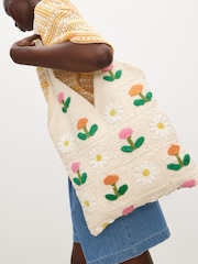 Oliver Bonas Natural Flower Power Cotton Crochet Tote Bag - Image 8 of 8