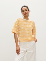 Oliver Bonas Striped Crochet T-Shirt - Imagem 1 de 7