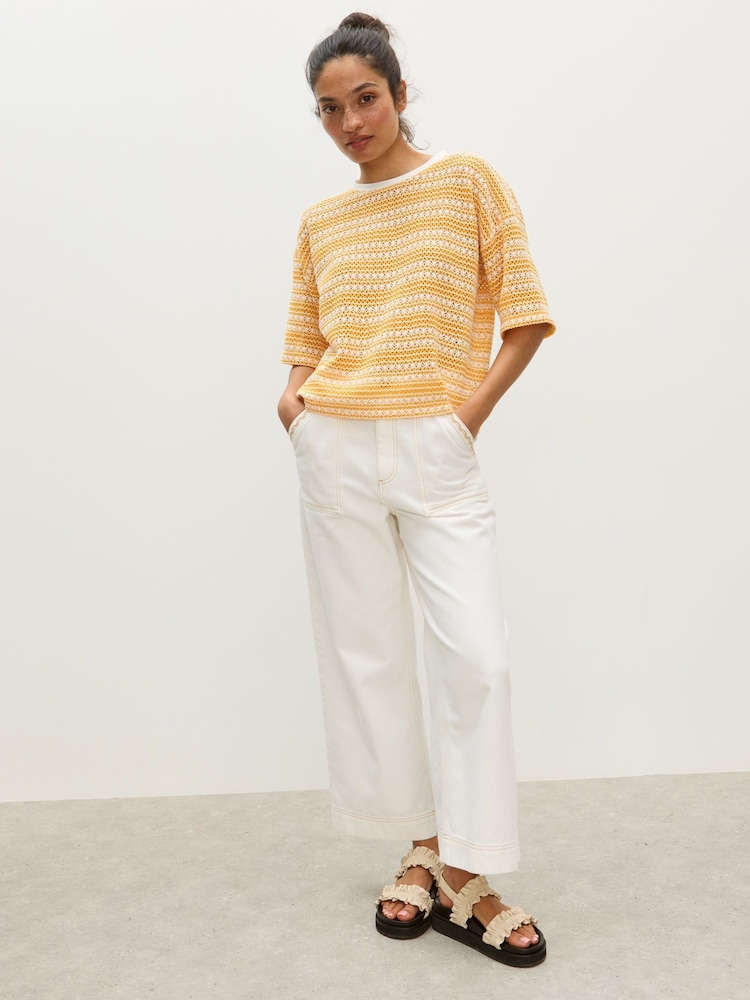 Oliver Bonas Striped Crochet T-Shirt - Imagem 2 de 7