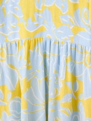 Oliver Bonas Yellow Floral Print V-Neck Linen Blend Midi Dress - Image 7 of 8