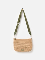 Oliver Bonas Brown Large Paddie Straw Weave Cross-Body Bag - Image 1 of 7