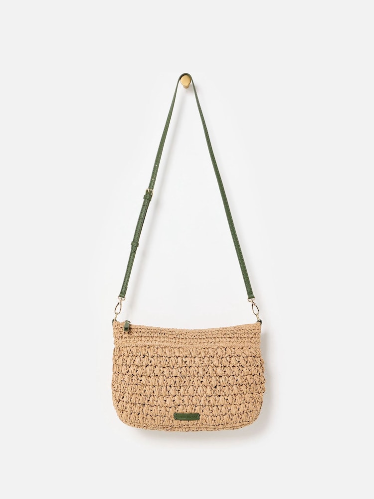 Oliver Bonas Brown Large Paddie Straw Weave Cross-Body Bag - Image 2 of 7
