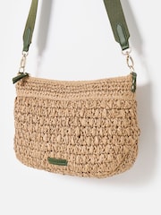 Oliver Bonas Brown Large Paddie Straw Weave Cross-Body Bag - Image 4 of 7