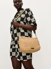 Oliver Bonas Brown Large Paddie Straw Weave Cross-Body Bag - Image 7 of 7