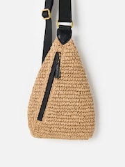 Oliver Bonas Brown Brooke Straw Weave Belt Bag - Image 1 of 8