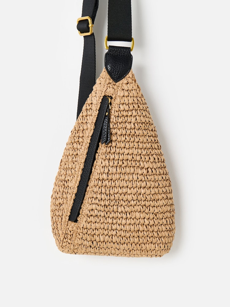 Oliver Bonas Brown Brooke Straw Weave Belt Bag - Image 1 of 8