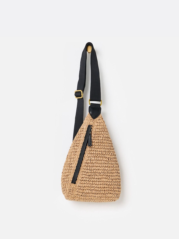 Oliver Bonas Brown Brooke Straw Weave Belt Bag - Image 2 of 8