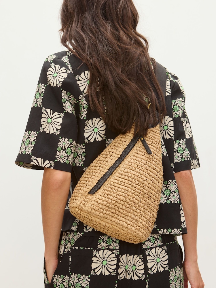 Oliver Bonas Brown Brooke Straw Weave Belt Bag - Image 8 of 8