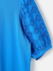 Oliver Bonas Blue Woven Puff Sleeve T-Shirt - Image 6 of 7