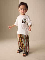 Multi Print Wide Fit Linen Blend Pull on Trousers (3mths-7yrs) - Image 3 of 8
