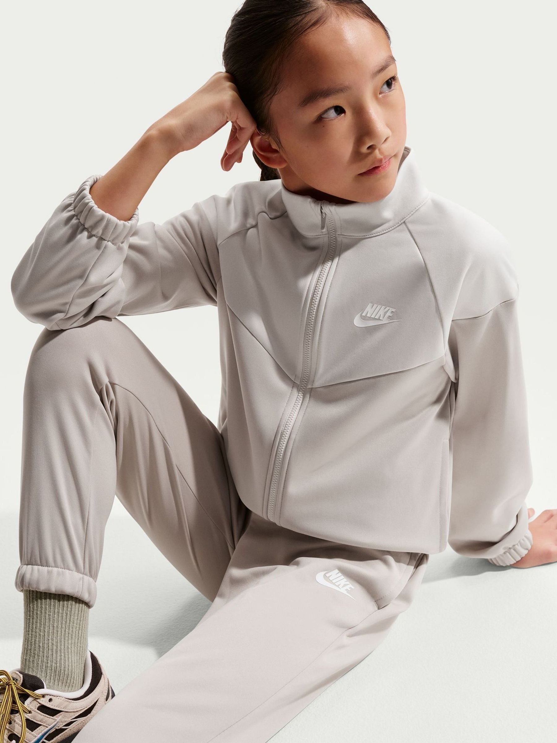 nike metallic swoosh tracksuit neutral