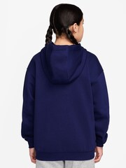 Nike Blue Oversized College Club Fleece Zip-Up Hoodie - Image 2 of 3