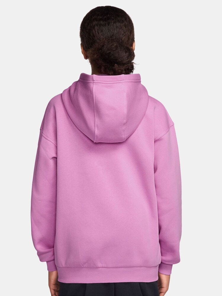 Nike Magenta Pink Oversized College Club Fleece Zip-Up Hoodie - Image 2 of 3 Nike Magenta Pink Oversized College Club Fleece Zip-Up Hoodie - Image 2 of 3