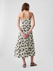 Gap White Floral Linen Blend Removable Straps Midi Dress - Image 3 of 5