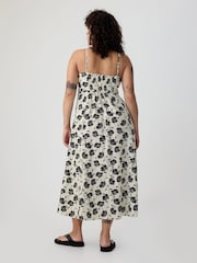 Gap White Floral Linen Blend Removable Straps Midi Dress - Image 5 of 5