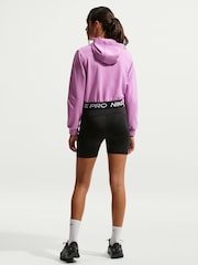 Nike Magenta Pink Pro Dri-FIT Cropped Fleece Hoodie - Image 2 of 5