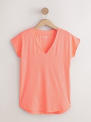 Bright Green/Coral/Green - T-Shirt mit V-Ausschnitt und Flügelärmeln - Bild 7 von 9