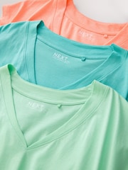 Bright Green/Coral/Green - T-Shirt mit V-Ausschnitt und Flügelärmeln - Bild 8 von 9